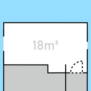 Grundriss eines 18 Quadratmeter Bewohnerzimmers