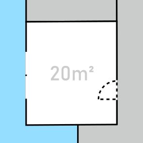 Grundriss eines 20 Quadratmeter Bewohnerzimmers